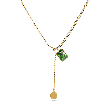 Bullion Gold Valerie Emerald Dangly Pendant Necklace