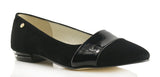 Bosccolo Womens Ballerina Pas - Black Suede/Lacquered