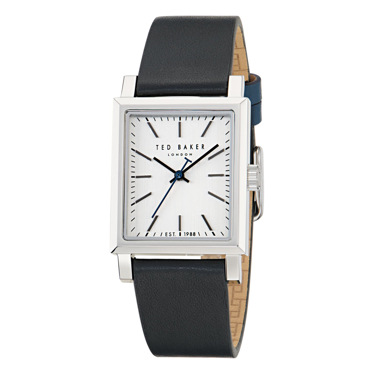 Ted Baker Mens Jaareth Silver-Tone Black Leather Watch