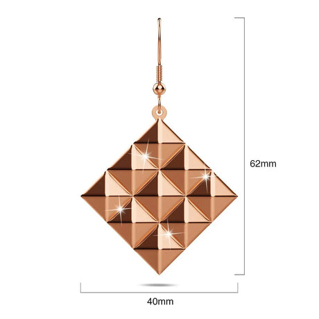 Bullion Gold Fascination Geometric Diamond Shape Metallic  Earrings Rose Gold