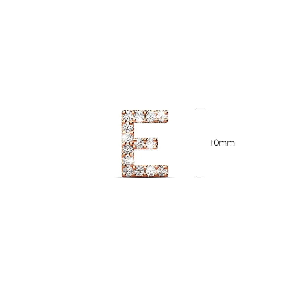 Solid 925 Sterling Silver Glamour Alphabet Letter Earrings Rose Gold