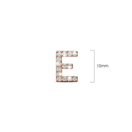 Solid 925 Sterling Silver Glamour Alphabet Letter Earrings Rose Gold