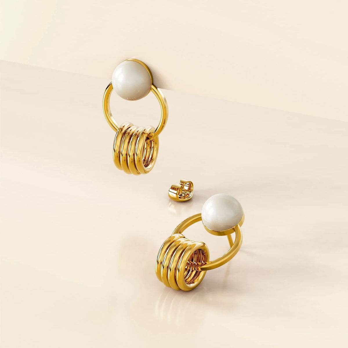Bullion Gold Helena Pearl & Charm Ring Gold Drop Earrings