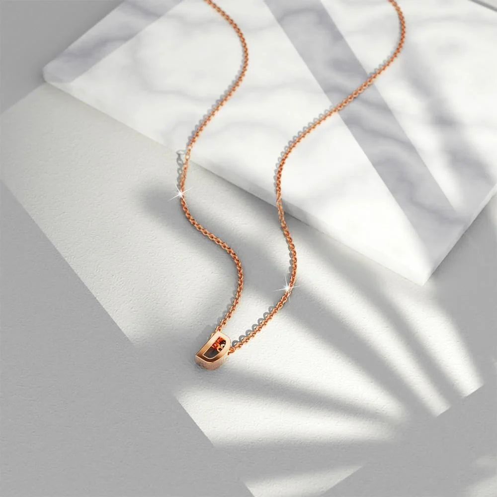 Bullion Gold Initials Brick Alphabet Letter Necklace Rose Gold Layered Steel Jewellery