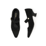 Vintage Pearl Strap Mary Jane Heels - Black