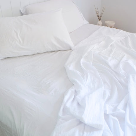 Royal Comfort Opulence Washed Microfibre Sheet Set White