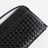 Hand-Woven Sheepskin Leather Shoulder Bag - Black