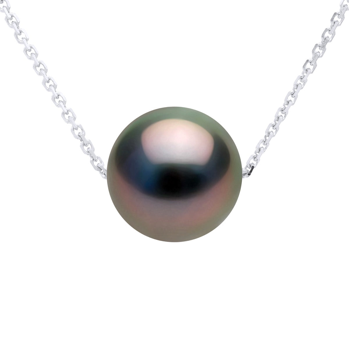 Necklace Real Cultured Tahiti Pearl Passing Through Round 8-9 mm - Length Chain 42 cm