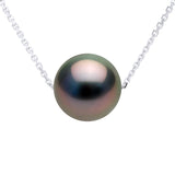 Necklace Real Cultured Tahiti Pearl Passing Through Round 8-9 mm - Length Chain 42 cm
