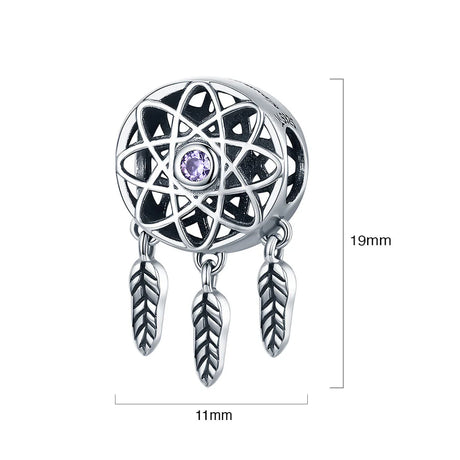 Solid 925 Sterling Silver Dream Catcher Magnetized CZ Charm