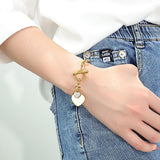 Bullion Gold Diamond cut Belcher Chain T-lock Toggle Bracelet in Gold Layered Steel Jewellery