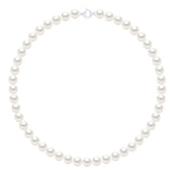 Necklace Row "Princess"of Real Cultured Freshwater Pearls Round 8-9 mm - Natural White - Length 45 cm - Princess