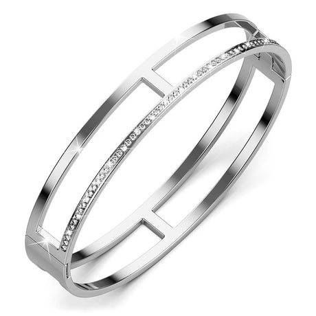 Bullion Gold Lucky Dimension Cuff Stainless Steel Bangle with a High Polish Finish