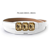 White Leather Belt With Crystals