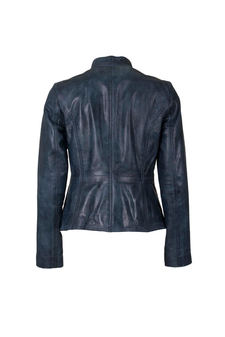 Womens Leather Biker Jacket in Green Petrol