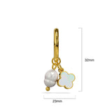 Bullion Gold Clover & Pearl Earrings