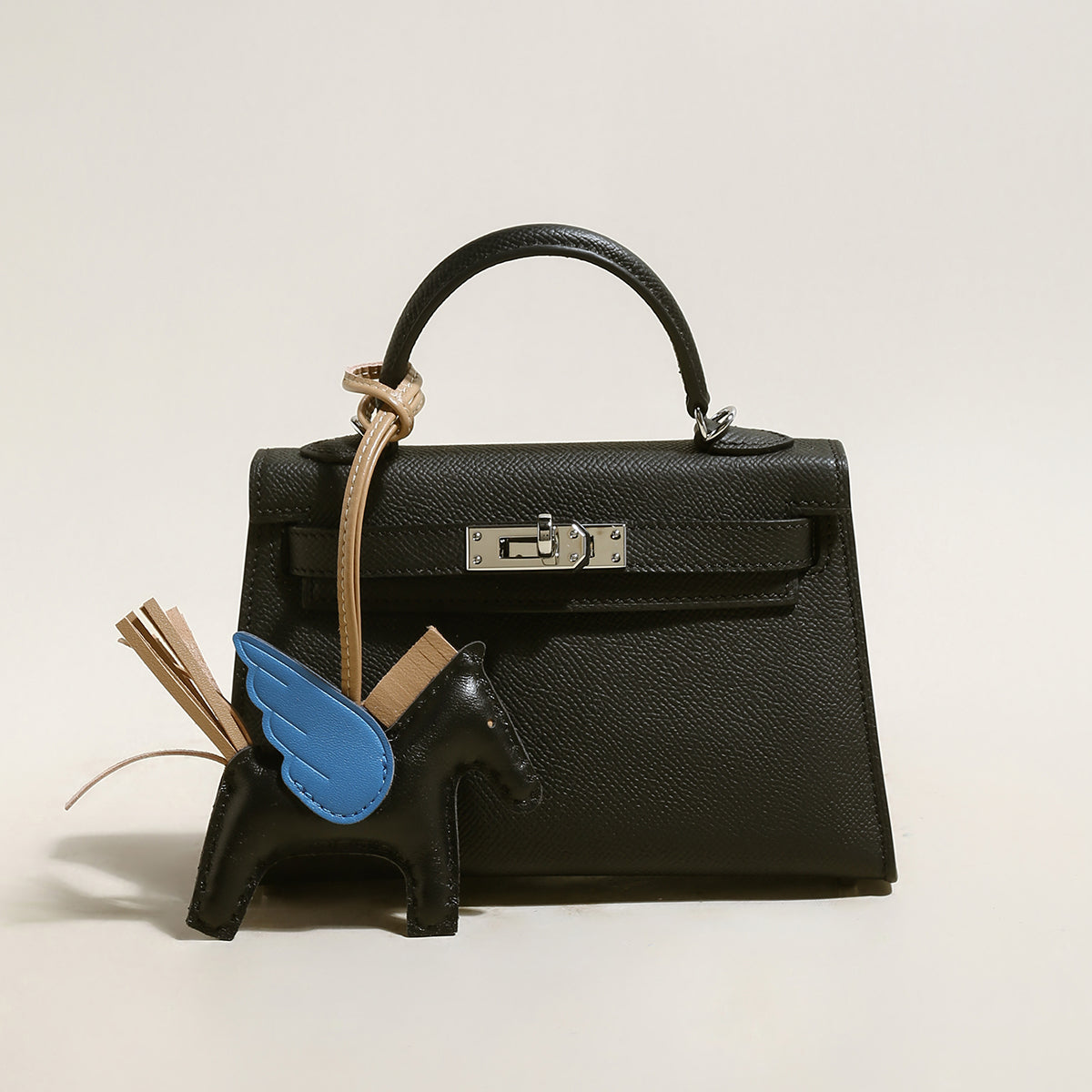 Trendy Petite Top Handle Bag 22cm Structured Mini Leather Satchel - Black
