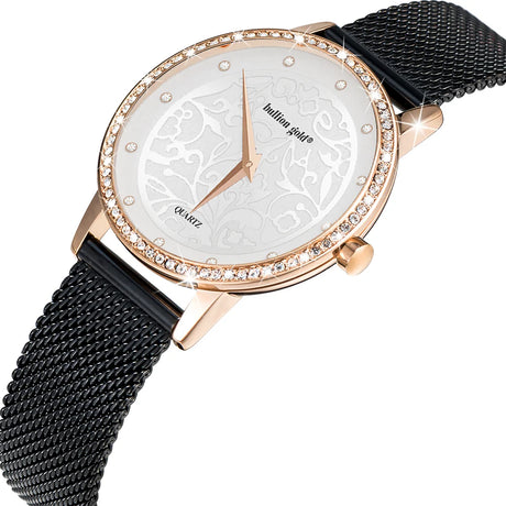 Bullion Gold Bullion Gold Elite Watch Embellished with Rhinestone - Rose Gold and White