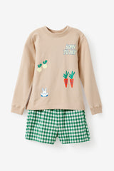 Cotton On Kids Cute Bunny Long Short Pj Set - Latte Cream/ Born To Hop