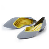Minimalist Heart Heel Pointed Toe Knit Flats - Grey