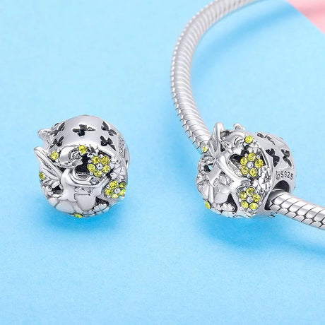 Solid 925 Sterling Silver Flower Fairy Pandora Inspired Charm
