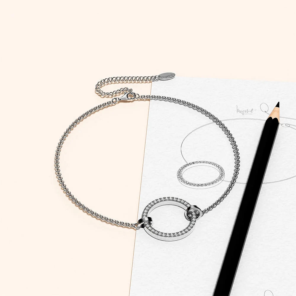 Boxed Orbit Earrings, Bracelet & Necklace Set with SWAROVSKI® Crystal in White Gold