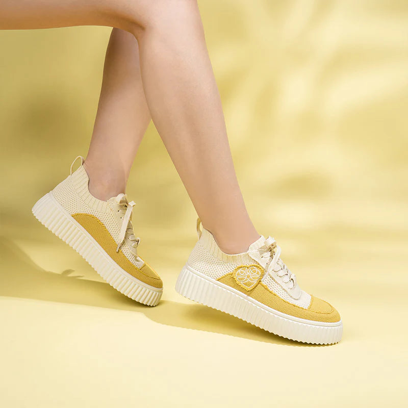 Chunky Platform Knit Sneakers - Yellow
