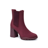 Block Heel Chelsea Boots - Wine