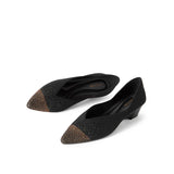 Princess Crystal Pointed Toe Wedge Pumps - Black