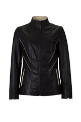 Womens Lightweight Leather Jacket in Black