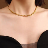 Boxed Bianca Fancy Clip Link Chain Gold Choker Necklace and Bracelet Set