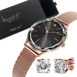 Boxed of Krystal Couture Mineral Glass Watch with Earrings Embellished with Crystals from SWAROVSKI® Set in Rose Gold