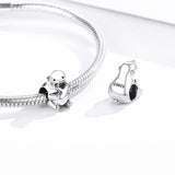 Solid 925 Sterling Silver Baby and Mama Beaver Animal Hugging Pandora Inspired Charm