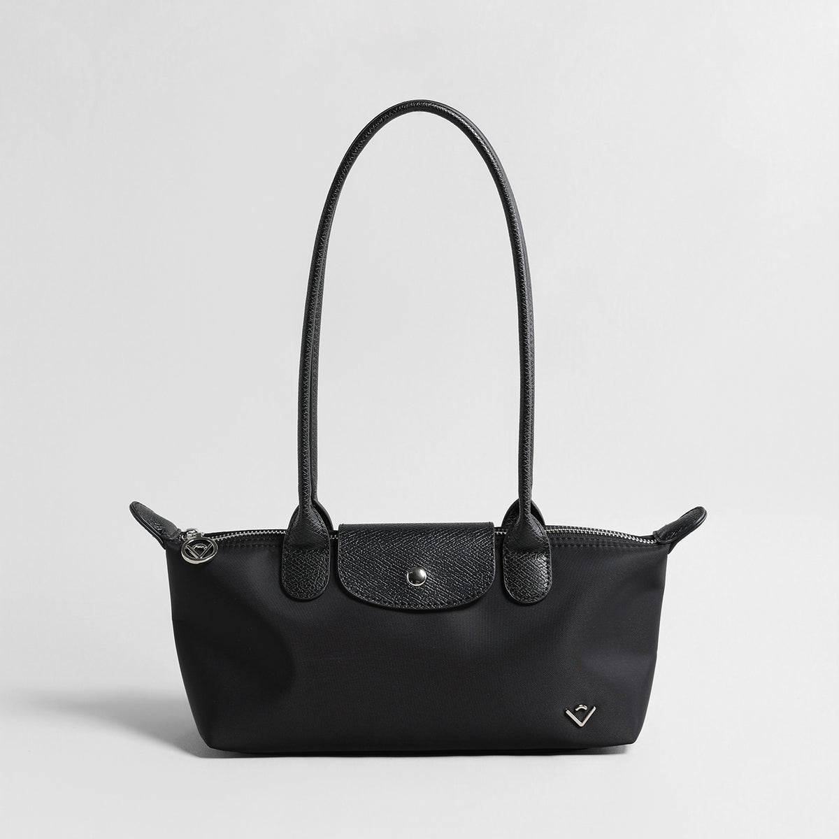 Nylon Dumpling Shoulder Bag – Water-Resistant Underarm Bag with Leather Trim