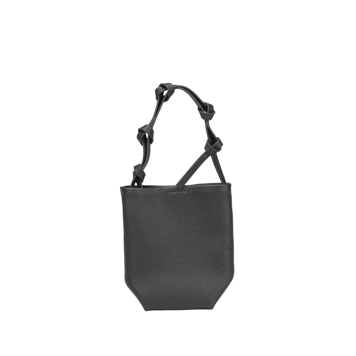 BAMEI Genuine Tuscany Leather Mini Bucket Bag - Black