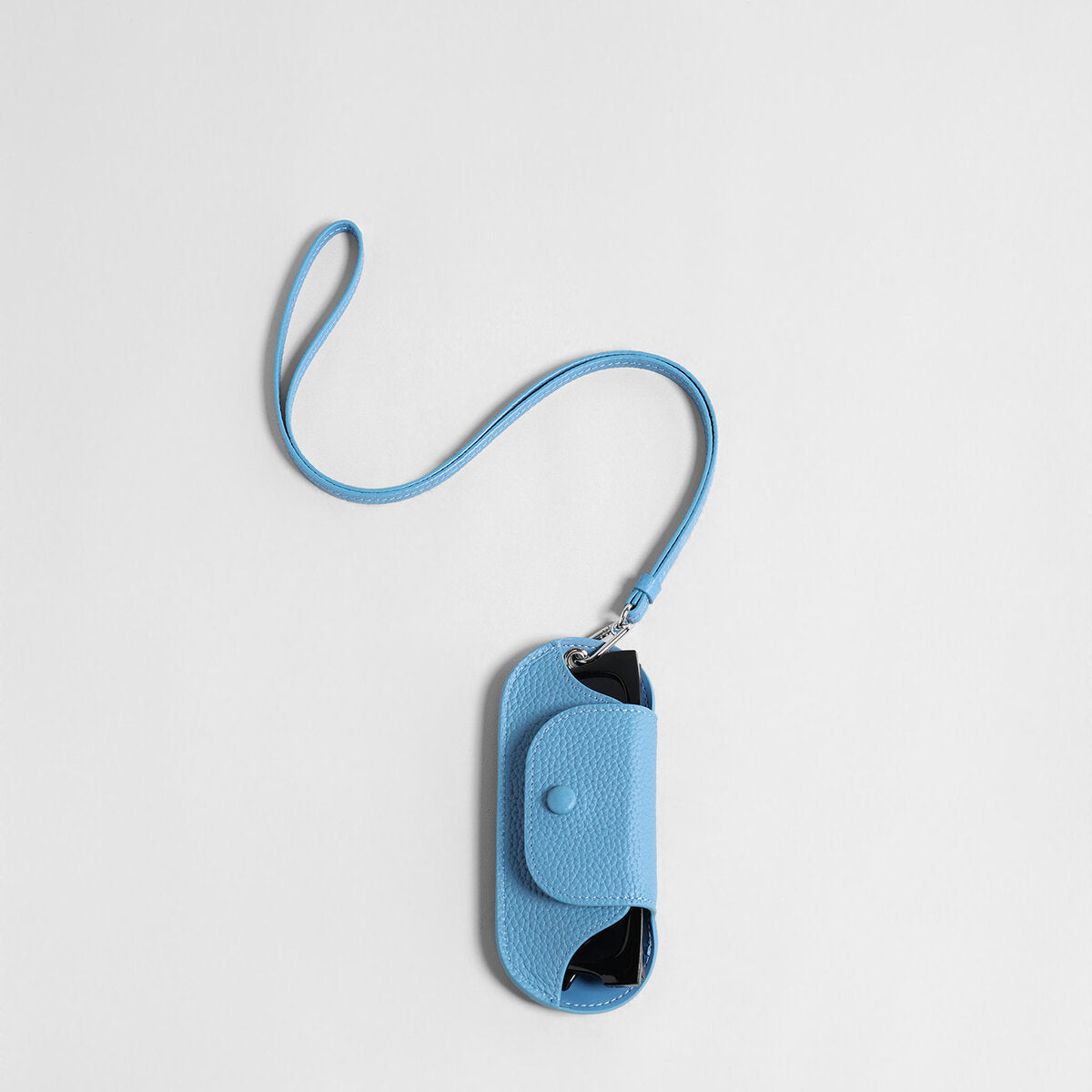 Leather Sunglasses Holder with Lanyard - Blue