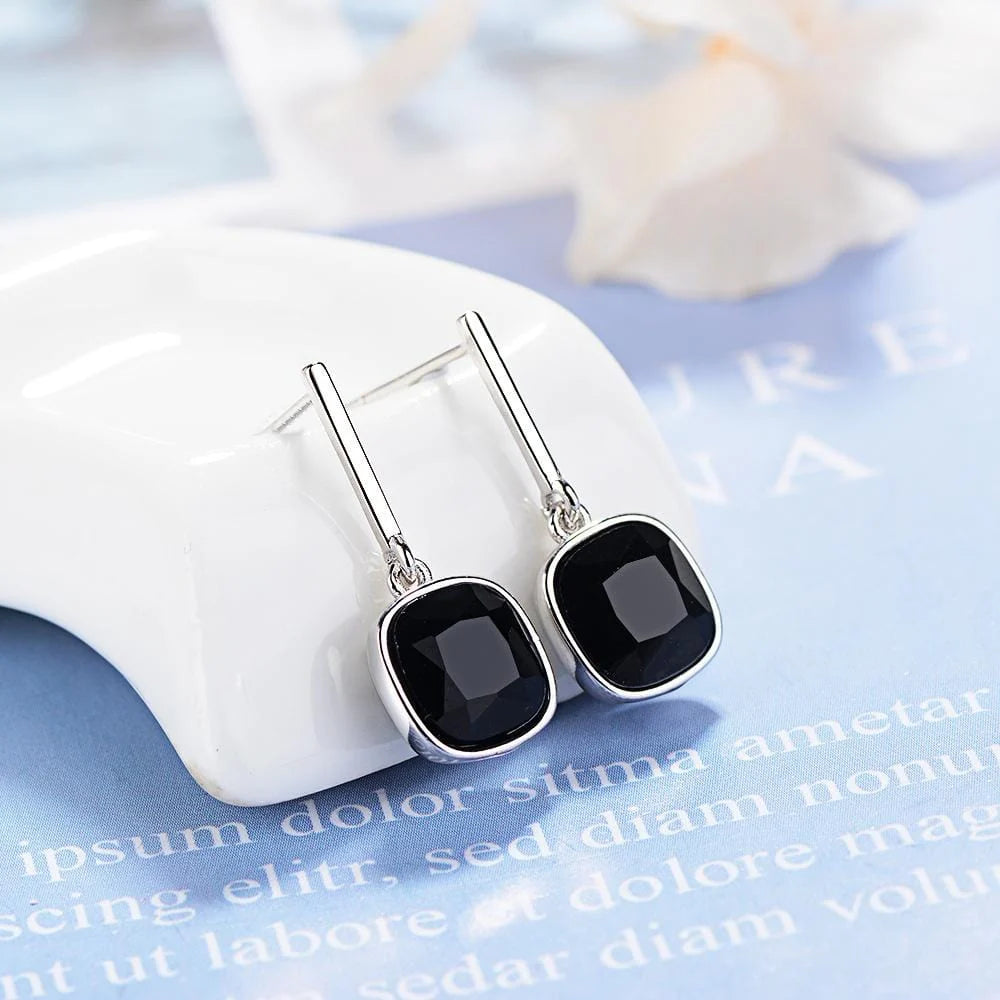 Ebony Cushion Drop Earrings
