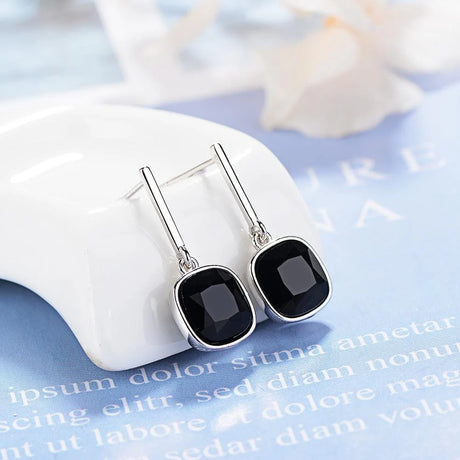 Ebony Cushion Drop Earrings