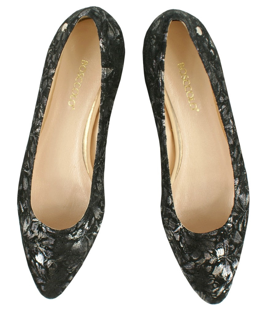 Bosccolo Womens Ballerina - Black / Silver