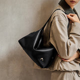 Nalandu Vintage Slouchy Leather Shoulder Bag - Black