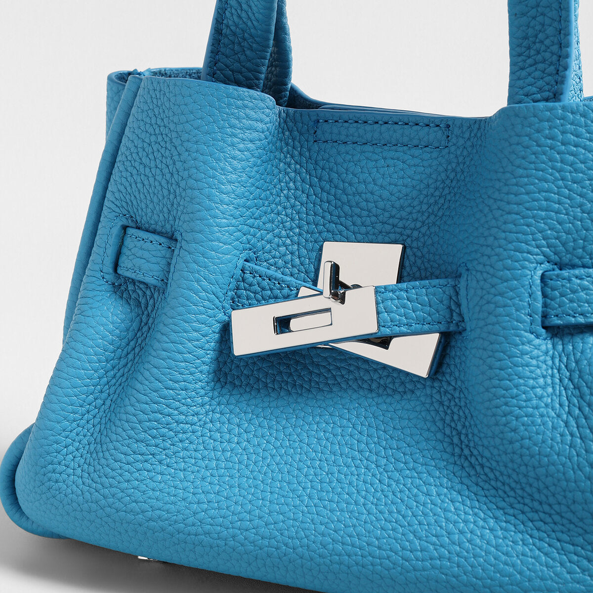 Togo Leather Structured Tote - Blue