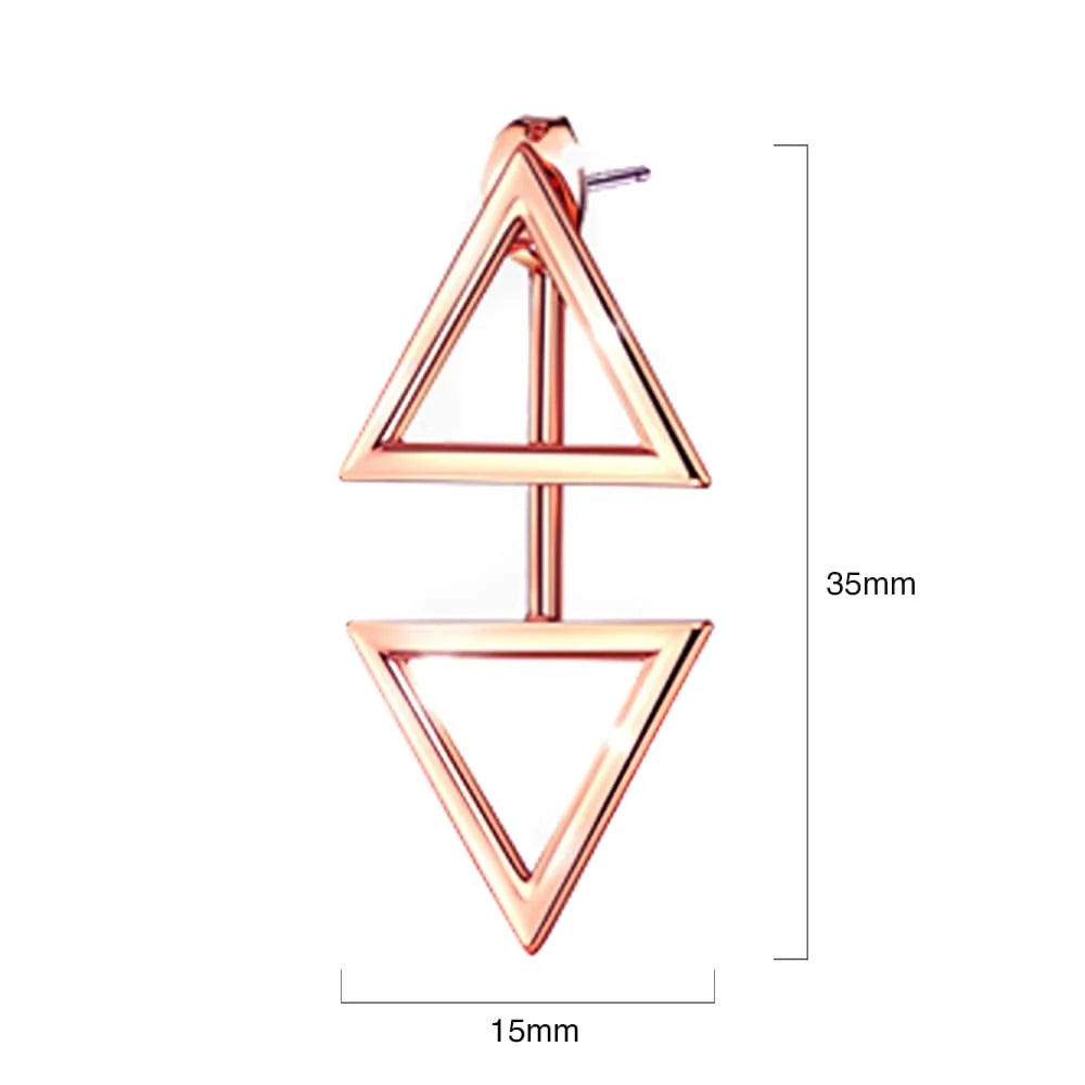 Bullion Gold Double Triangle Drop Earrings