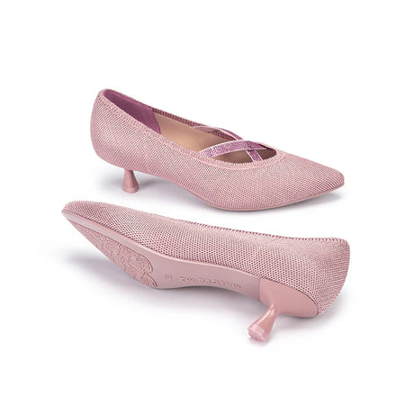 Countess Cross-Strap Kitten Heels - Pink