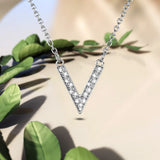 Krystal Couture Luxury V Shaped Pendant Necklace in White Gold Embellished with Swarovski Crystals