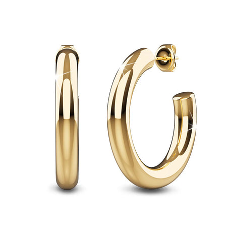 Bullion Gold Creole C-Hoop Gold Layered Earrings