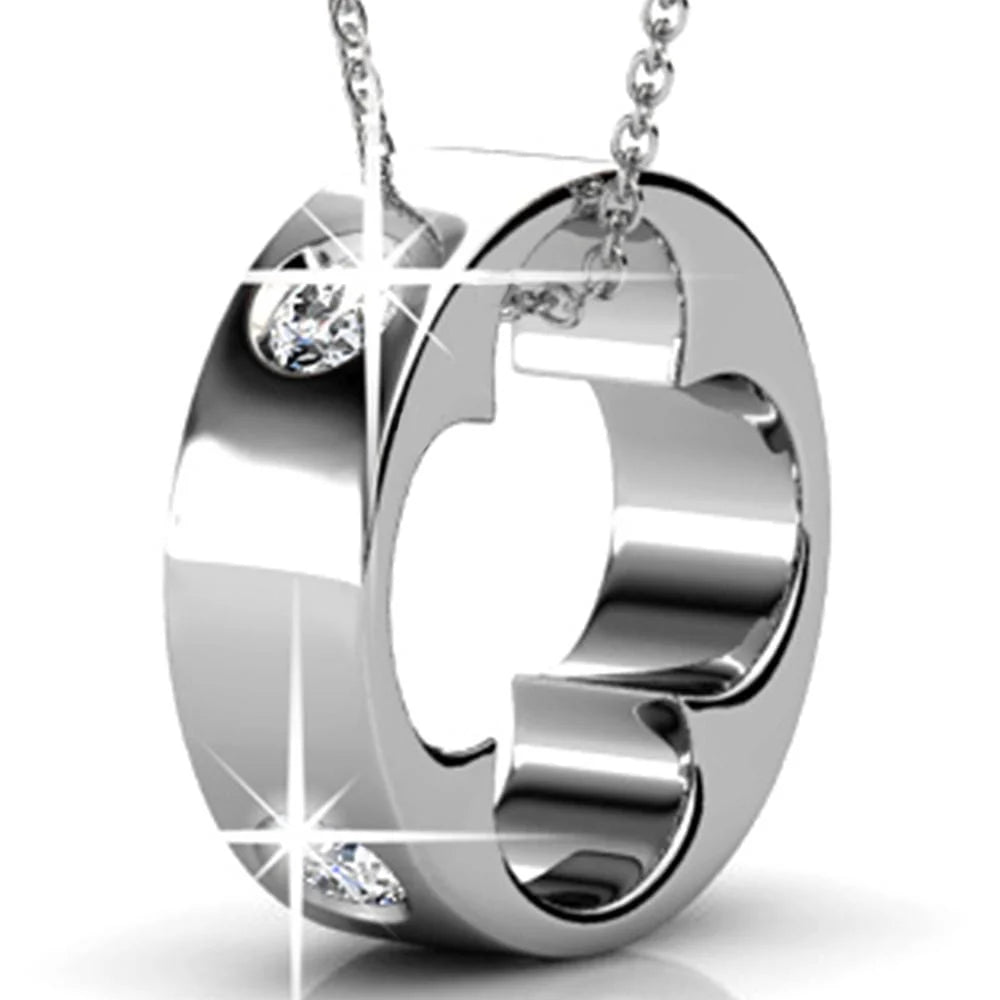 Boxed Ring Pendant White Gold Set Embellished with SWAROVSKI® Crystals