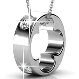 Boxed Ring Pendant White Gold Set Embellished with SWAROVSKI® Crystals