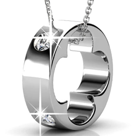 Boxed Ring Pendant White Gold Set Embellished with SWAROVSKI® Crystals