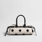 Polka Dot Canvas Barrel Bag - Ivory