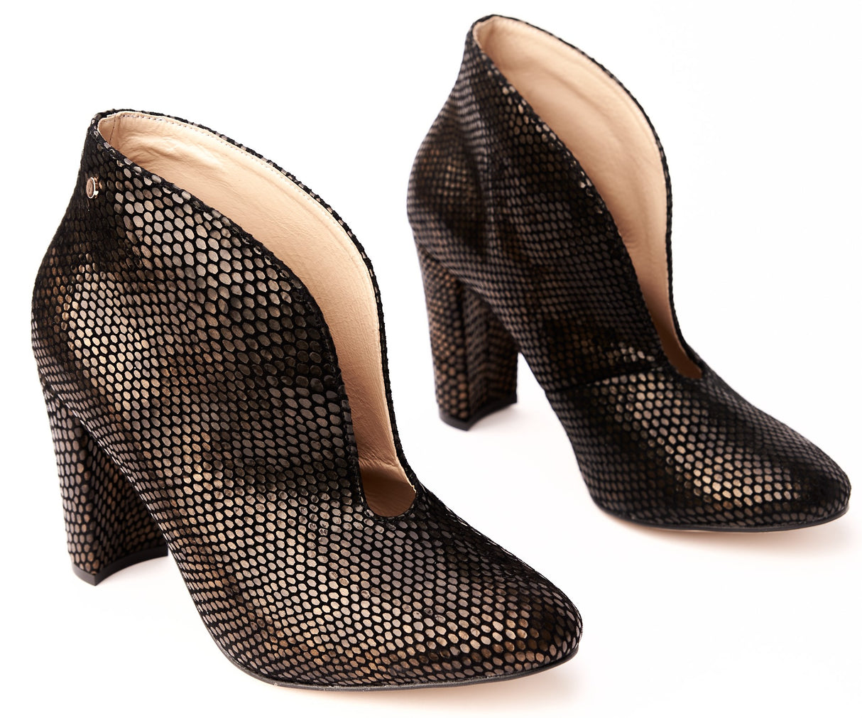 Bosccolo Womens Ankle Boots - Gold/Black Scales